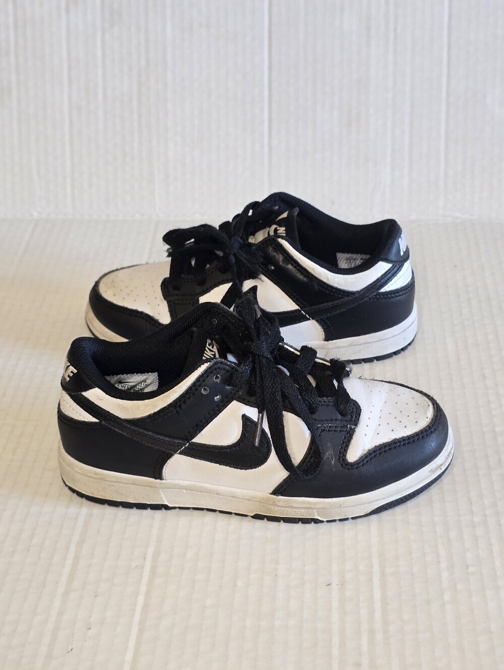 Nike Dunk Low Panda Sneakers Kids 12.5C Black White Leather Shoes Classic
